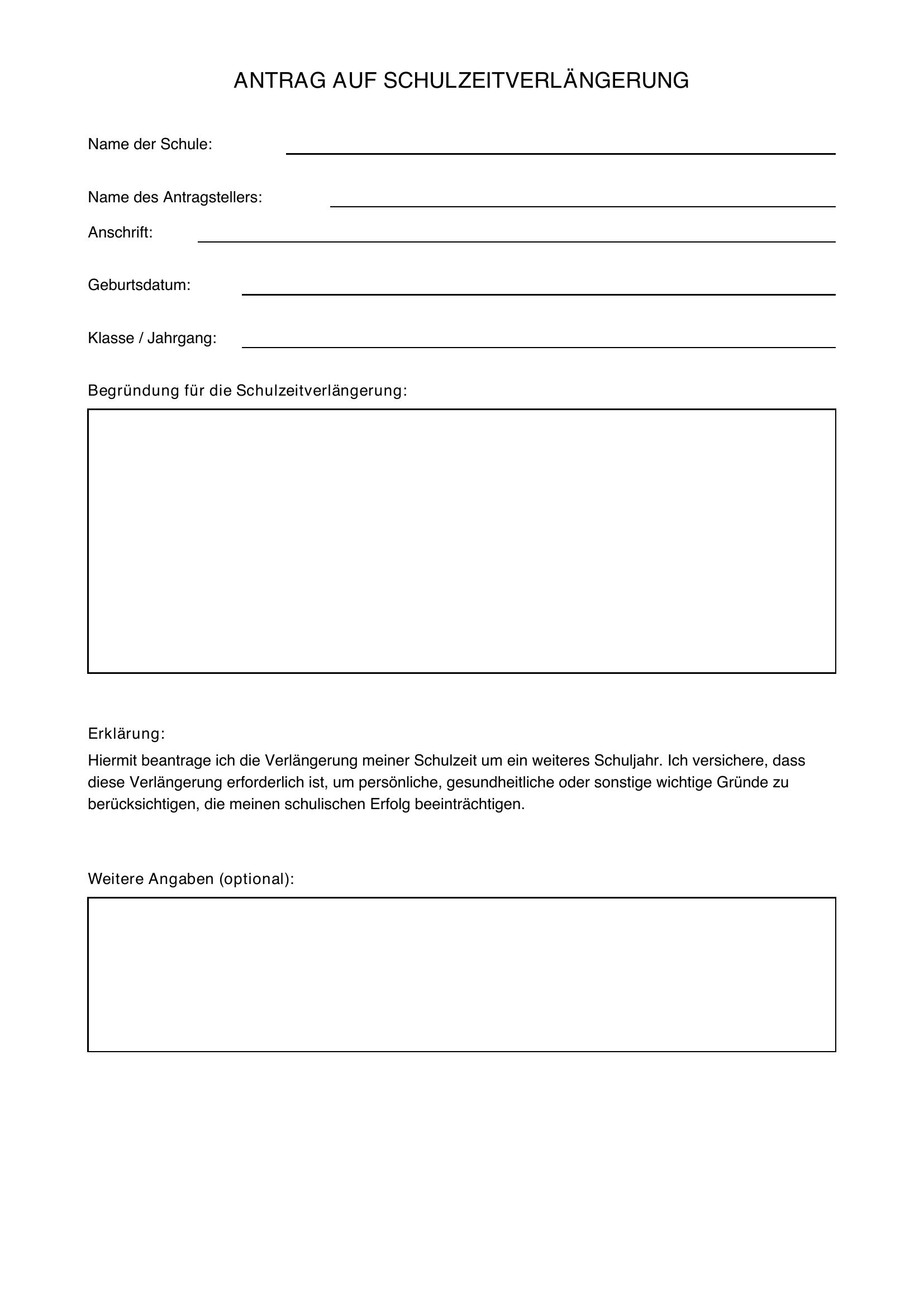 Antrag Auf Schulzeitverlängerung Muster