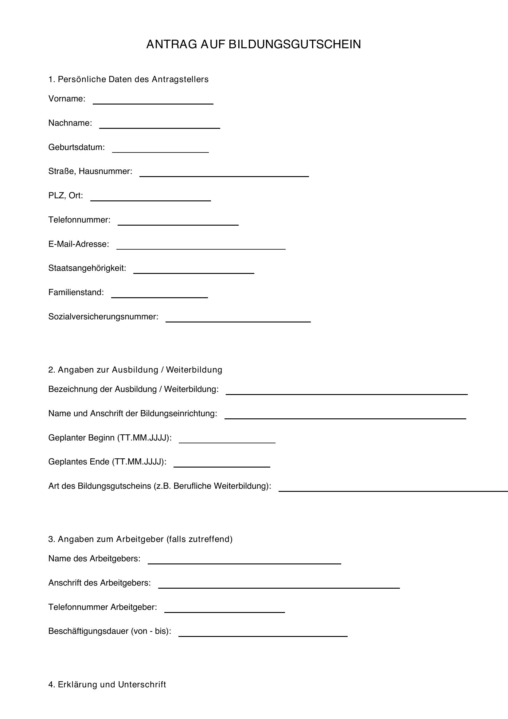 Bildungsgutschein Antrag