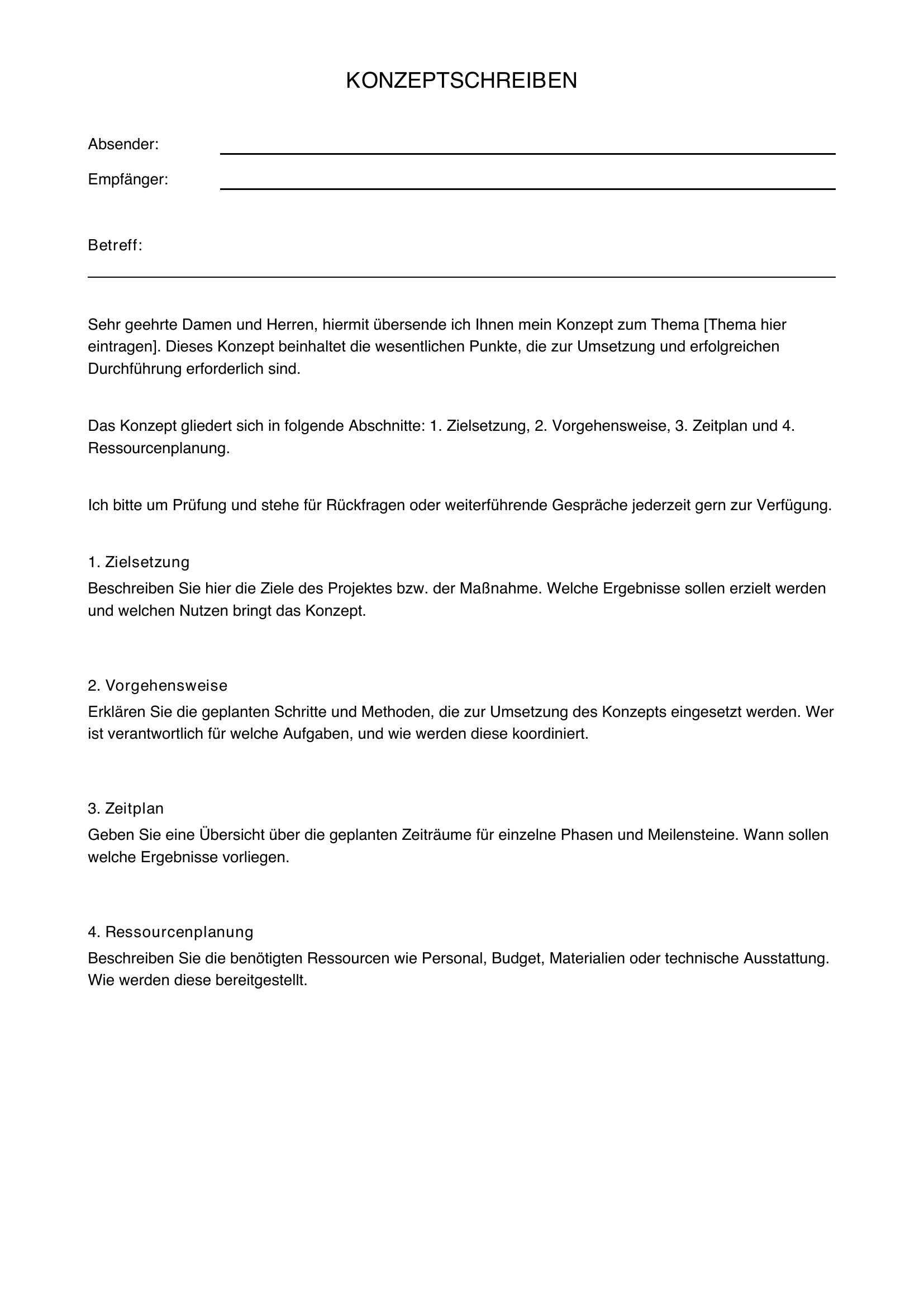 Konzept Schreiben Beispiel