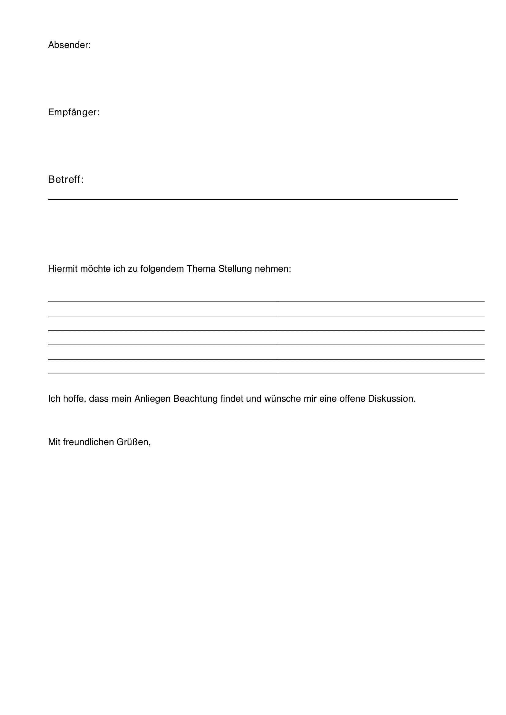 Leserbrief Schreiben Klasse 7 Beispiel