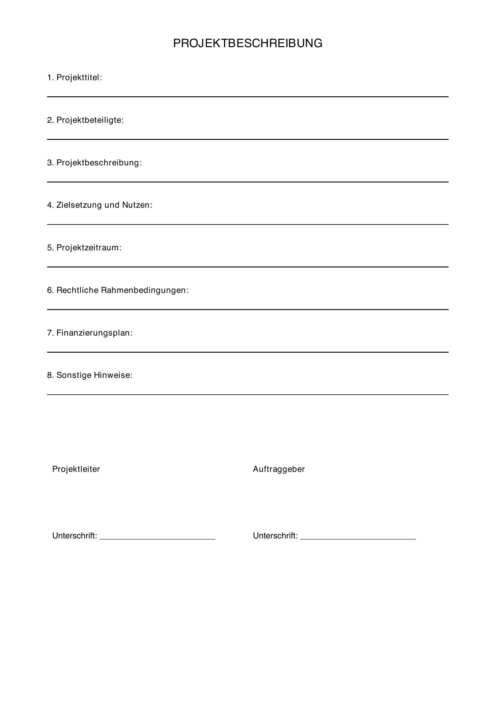 Projektbeschreibung Vorlage