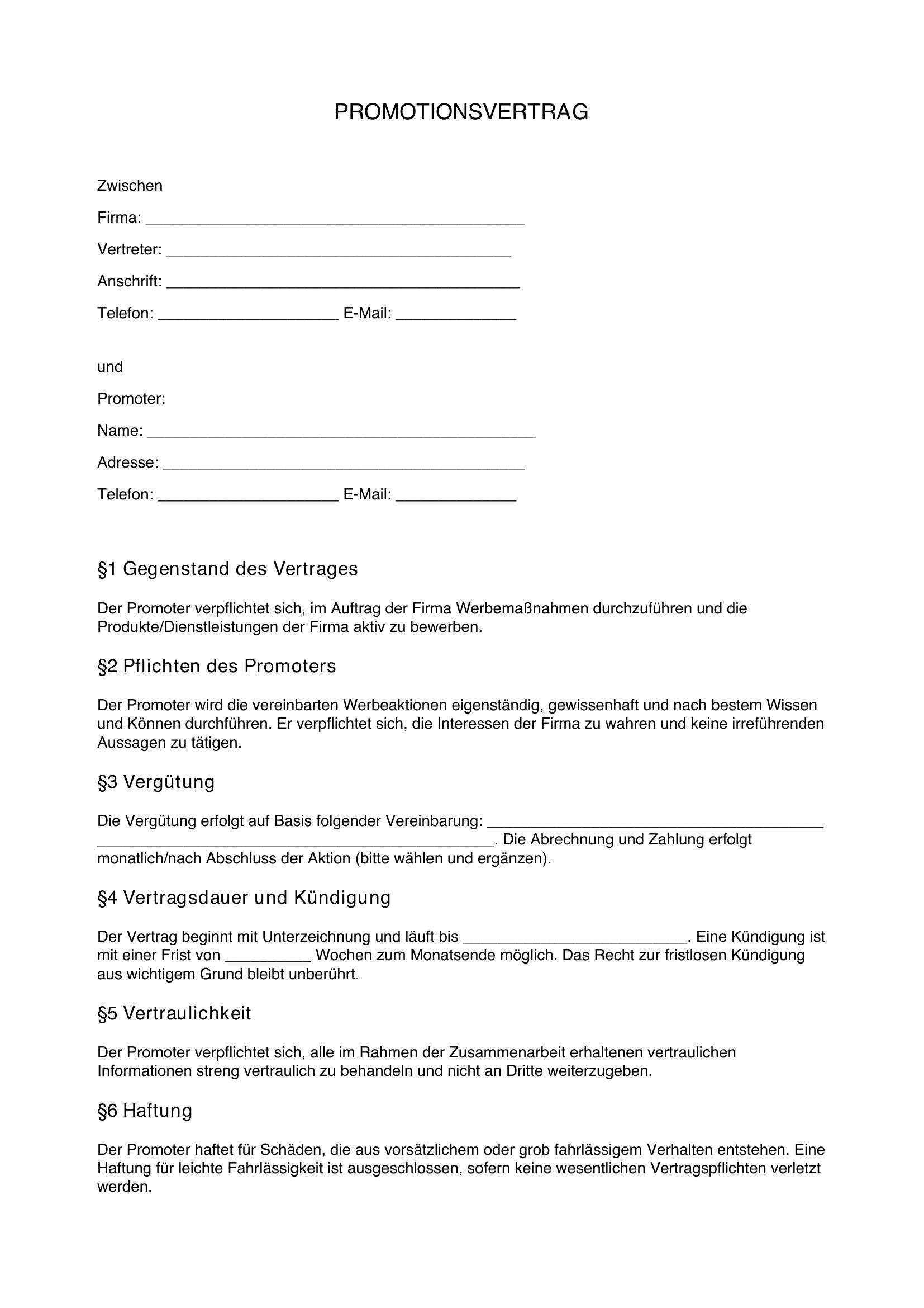 Promotionsvertrag
